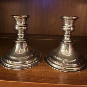 Elegant Silver Candle Holders with Reflective Finish